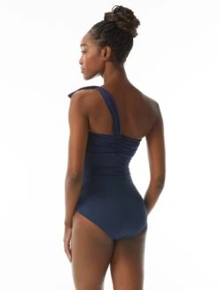 Carmen Marc Valvo Bow Ruched One Shoulder One Piece Swimsuit - Bowline Soiree -BCBGMAXAZRIA Shop C2A228 406 alt01 R 865055c3 5baf 48c0 8e60 61743bc3e31b