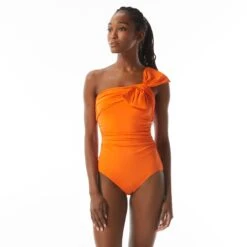 Carmen Marc Valvo Bow Ruched One Shoulder One Piece Swimsuit - Bowline Soiree -BCBGMAXAZRIA Shop C2A228 828 6dc153e9 26eb 4002 8a01 ee75bfbf6a4f