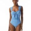 Carmen Marc Valvo Front Tie One Piece Swimsuit - Solids