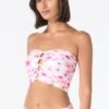 Carmen Marc Valvo Beaded Bandeau Shirred Bikini Top - Floral Escape