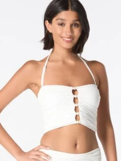 Carmen Marc Valvo Beaded Bandeau Draped Bikini Top - Solids -BCBGMAXAZRIA Shop C7A955 100 alt02
