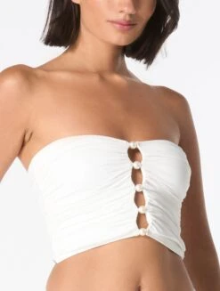 Carmen Marc Valvo Beaded Bandeau Draped Bikini Top - Solids -BCBGMAXAZRIA Shop C7A955 100 alt03