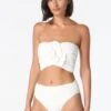 Carmen Marc Valvo Flower Applique Bandeau Crop Top - Solids