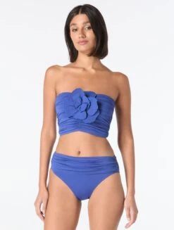 Carmen Marc Valvo Flower Applique Bandeau Crop Top - Solids -BCBGMAXAZRIA Shop C7G380 430 alt02