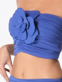 Carmen Marc Valvo Flower Applique Bandeau Crop Top - Solids -BCBGMAXAZRIA Shop C7G380 430 alt03