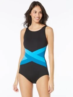 Gabar Chlorine Resistant High Neck One Piece Swimsuit - Colored Blocked Solids -BCBGMAXAZRIA Shop G7A220 454 f2788a63 ab6b 4c92 9bc3 c23e2391d066