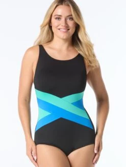Gabar Chlorine Resistant High Neck One Piece Swimsuit - Colored Blocked Solids -BCBGMAXAZRIA Shop G7A220 470 495d1302 580a 4328 90af 422ddfe7021b