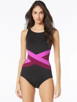 Gabar Chlorine Resistant High Neck One Piece Swimsuit - Colored Blocked Solids -BCBGMAXAZRIA Shop G7A220 501 b6611fa8 c94e 4943 87bb c3db9a430329