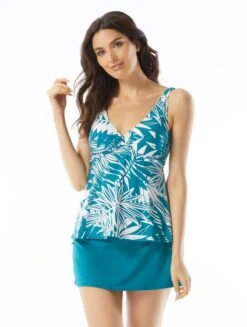 Beach House Swim Willow Twist Front Underwire Tankini Top - Abstract Palm -BCBGMAXAZRIA Shop H14970 407 alt02 R