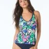 Beach House Sport Ambition Fitted Cross Back Tankini Top - Monterey Garden Rib