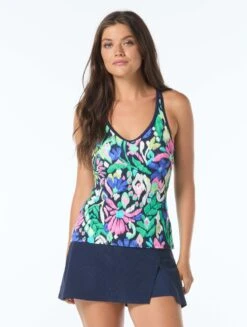 Beach House Sport Ambition Fitted Cross Back Tankini Top - Monterey Garden Rib -BCBGMAXAZRIA Shop H1G280 970 alt02