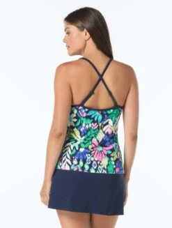 Beach House Sport Ambition Fitted Cross Back Tankini Top - Monterey Garden Rib -BCBGMAXAZRIA Shop H1G280 970 alt03