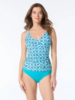 Beach House Lola Wrap Underwire Tankini Top - Molokini Tile