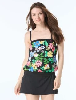 Beach House Darcy Blouson Tankini Top - Midnight Garden -BCBGMAXAZRIA Shop H2F720 970 alt02