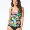 Beach House Lola Wrap Underwire Tankini Top - Midnight Garden