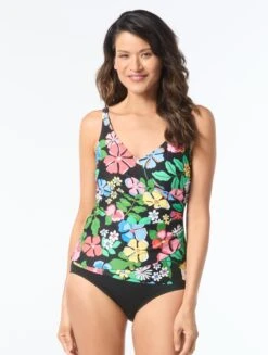 Beach House Lola Wrap Underwire Tankini Top - Midnight Garden