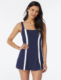 Beach House Sport Rally Ribbed Skort Swim Dress - Colorblock Jersey