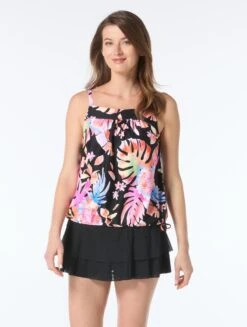Beach House Audrey Blouson Tankini Top - Tropical Oasis -BCBGMAXAZRIA Shop H2J529 001 alt04