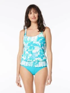Beach House Swim Brandy Textured Tankini Top - Flowers Pique