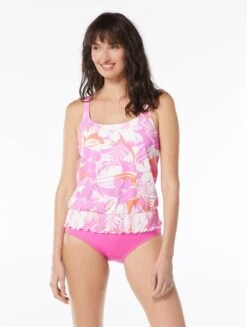 Beach House Swim Brandy Textured Tankini Top - Flowers Pique -BCBGMAXAZRIA Shop H3E046 672