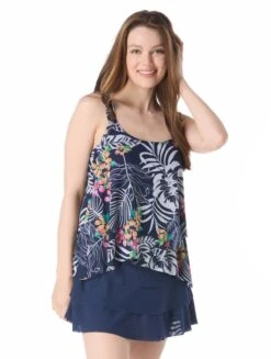 Beach House Amelia Underwire Mesh Tankini Top - Indigo Jungle -BCBGMAXAZRIA Shop H3E058 511 alt02