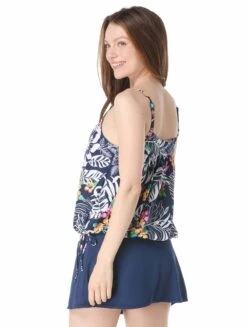 Beach House Audrey Blouson Tankini Top - Indigo Jungle -BCBGMAXAZRIA Shop H3E529 511 alt03