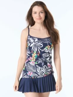 Beach House Bridget Shirred Side Underwire Tankini Top - Indigo Jungle