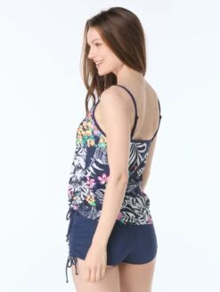 Beach House Bridget Shirred Side Underwire Tankini Top - Indigo Jungle -BCBGMAXAZRIA Shop H3E925 511 alt05