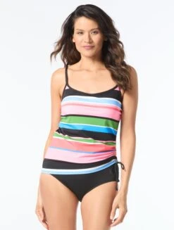 Beach House Bridget Shirred Side Underwire Tankini Top - Siesta Stripe