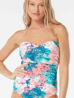 Beach House Swim Krystal Shirred Underwire One Piece Swimsuit - Island Floral -BCBGMAXAZRIA Shop H42911 970 alt02