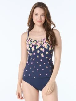 Beach House Ashley Cinch Front Tankini Top - Floral Rain