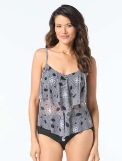 Beach House Portia Mesh Layer Tankini Top - Floral Allure