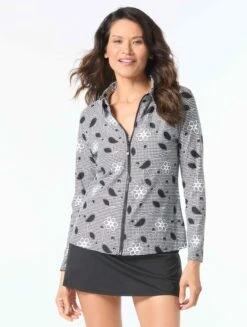 Beach House Karen Zip Front Rash Guard - Floral Allure