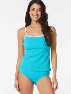 Beach House Swim Lexi Fitted Underwire Textured Tankini Top - Pique Solids -BCBGMAXAZRIA Shop H51739 447