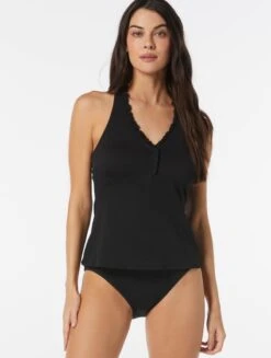 Beach House Swim Nina Ruffled Trim Textured Tankini Top - Pique Solids -BCBGMAXAZRIA Shop H51743 001 098edd38 fb8c 49fb 9d7a daca5e8ff2bd