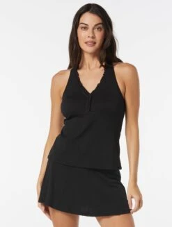 Beach House Swim Nina Ruffled Trim Textured Tankini Top - Pique Solids -BCBGMAXAZRIA Shop H51743 001 alt02 ad7994ae 779f 4a13 9ec6 8677081ba4a7