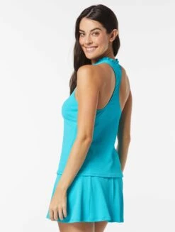 Beach House Swim Nina Ruffled Trim Textured Tankini Top - Pique Solids -BCBGMAXAZRIA Shop H51743 447 alt03 a33528c9 3bec 4d26 bbd7 8d6af70f2968