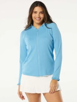 Beach House Swim Phoebe Relaxed Fit Ruffled Rash Guard - Pique Solids -BCBGMAXAZRIA Shop H51750 437 3fc3dd8c 723d 4aa9 ad5b 0c91b7fcc9e0