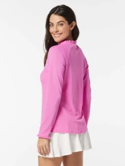 Beach House Swim Phoebe Relaxed Fit Ruffled Rash Guard - Pique Solids -BCBGMAXAZRIA Shop H51750 672 alt01 d9586ec5 87d4 4974 b5f9 14424f5d35bf