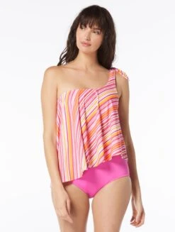 Beach House Swim Morgan One Shoulder Tankini Top - Beachclub Stripe