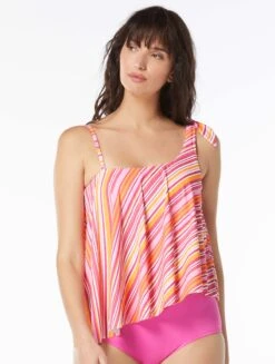 Beach House Swim Morgan One Shoulder Tankini Top - Beachclub Stripe -BCBGMAXAZRIA Shop H5C101 640 alt02