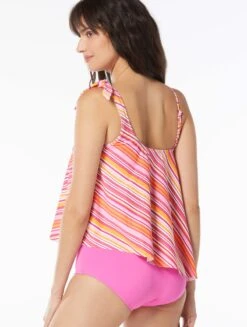 Beach House Swim Morgan One Shoulder Tankini Top - Beachclub Stripe -BCBGMAXAZRIA Shop H5C101 640 alt03