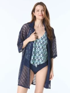Beach House Nikki Scarf Textured Tankini Top - Retro Geo -BCBGMAXAZRIA Shop H6E566 416 alt03