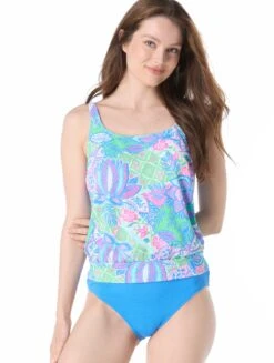 Beach House Brandy Textured Tankini Top - Estate Mosaic -BCBGMAXAZRIA Shop H7E086 970 alt02