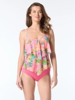 Beach House Portia Mesh Layer Tankini Top - Mai Tai Magic
