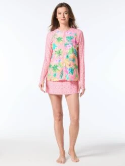 Beach House Mary Relaxed Fit Zip Front Rash Guard - Mai Tai Magic