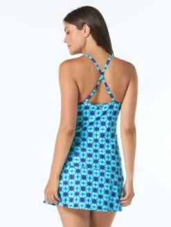 Beach House Ambition Fitted Cross Back Tankini Top - Tropical Grid 7 Beach House Ambition Fitted Cross Back Tankini Top - Tropical Grid -BCBGMAXAZRIA Shop H8F896 970 alt03