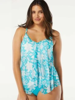 Beach House Swim Kerry Mesh Layer Underwire Tankini Top - Coastal Botanical