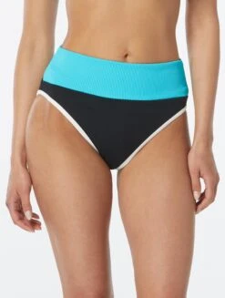 Beach House Sport Gem High Waist Ribbed Bikini Bottom - Colorblock -BCBGMAXAZRIA Shop H9B011 001 1