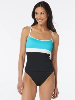 Beach House Sport Flex Ribbed Tankini Top - Colorblock
